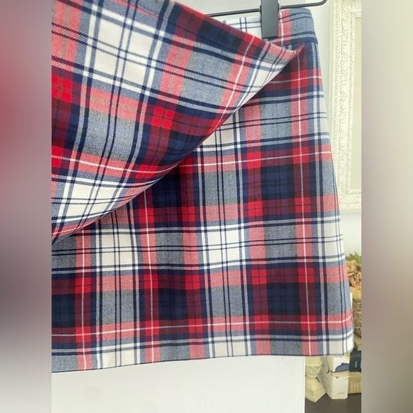 Vineyard Vines girls 8 faux wrap plaid wool skirt classic red blue uniform - Picture 4 of 9